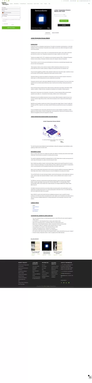 Jordan Temperature Sensors Market size 2023-2030