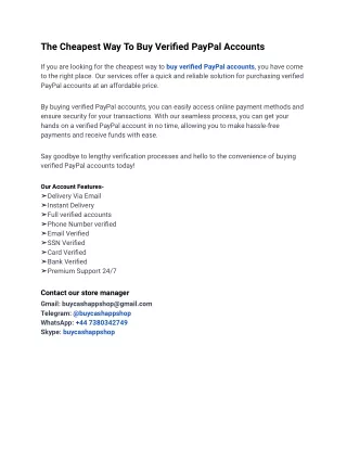 What are the benefits of Buy Verified PayPal Accounts?