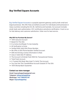 What are the benefits of Buy Verified Square Accounts?