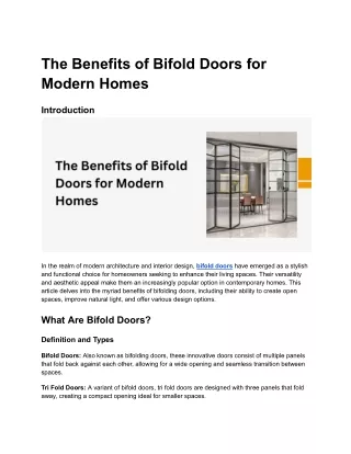 The Benefits of Bifold Doors for Modern Homes