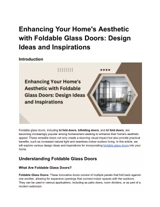Enhancing Your Home's Aesthetic with Foldable Glass Doors_ Design Ideas and Inspirations
