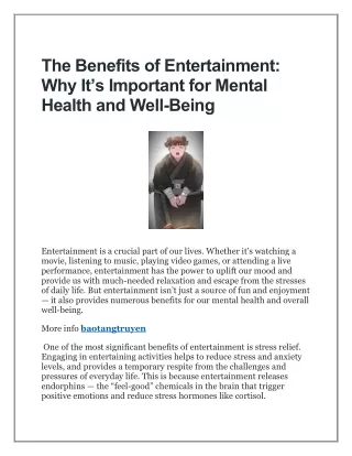 The Benefits of Entertainment-Why It’s Important for Mental Health and Well-Being