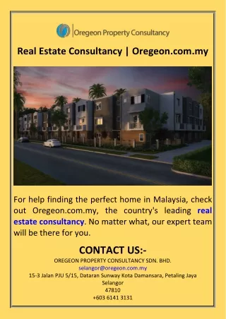 Real Estate Consultancy  Oregeon.com.my