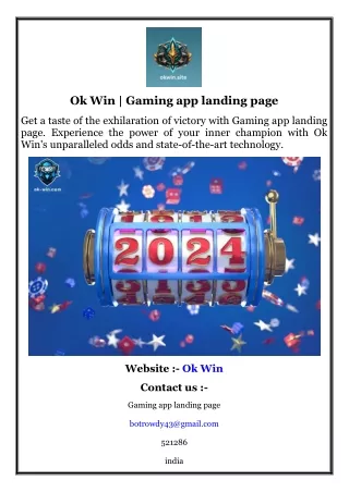 Ok Win  Gaming app landing page