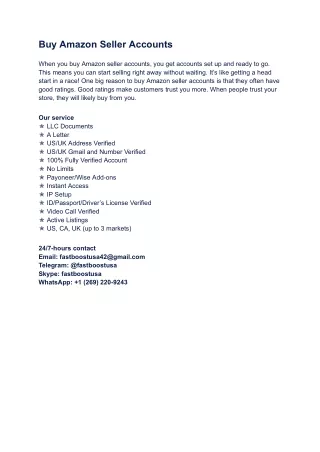 Buy Amazon Seller Accounts