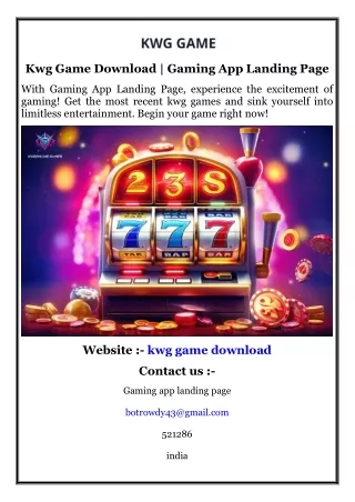 Kwg Game Download  Gaming App Landing Page