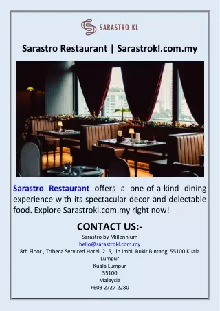 Sarastro Restaurant  Sarastrokl.com.my
