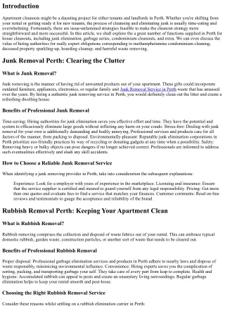 Apartment Cleanouts in Perth: Hassle-Free Solutions for Tenants and Landlords