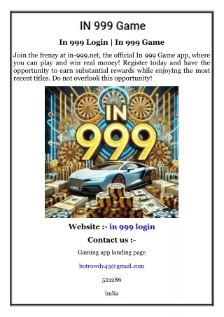 In 999 Login  In 999 Game