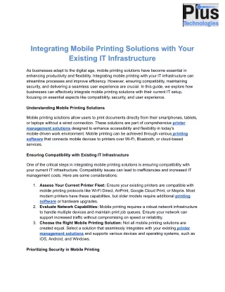 Integrating Mobile Printing Solutions with Your Existing IT Infrastructure