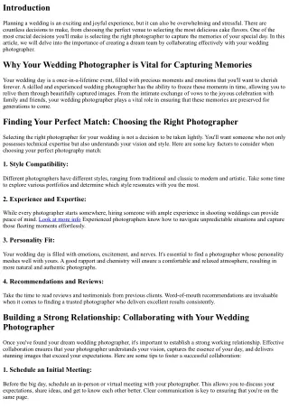 Creating a Dream Team: Collaborating with Your Wedding Photographer