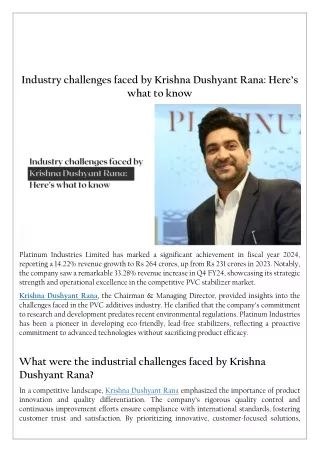 Industry challenges faced by Krishna Dushyant Rana: Here’s what to know