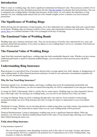 The Importance of Ring Insurance for Your Wedding Bands