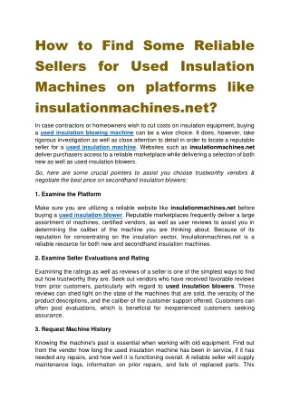 How to Find Some Reliable Sellers for Used Insulation Machines on platforms like insulationmachines.net