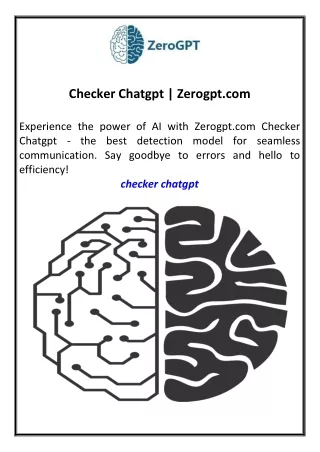 Checker Chatgpt Zerogpt.com