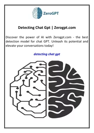 Detecting Chat Gpt Zerogpt.com