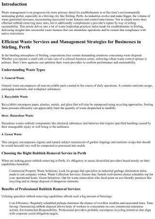 Efficient Waste Services and Management Strategies for Businesses in Stirling, P