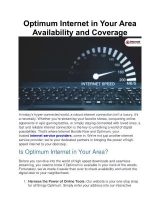 Optimum Internet in Your Area Availability and Coverage