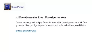 Ai Face Generator Free  Unrealperson.com