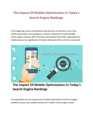 The Impact Of Mobile Optimization In Today's Search Engine Rankings