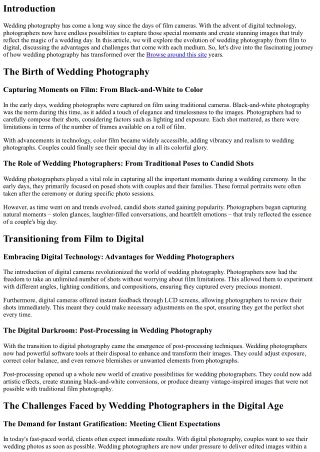 From Film to Digital: The Evolution of Wedding Photography