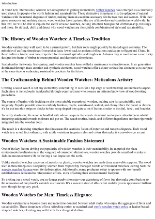 Wooden Watches: A Perfect Blend of Style and Sustainability