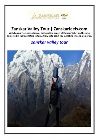 Zanskar Valley Tour | Zanskarfeels.com