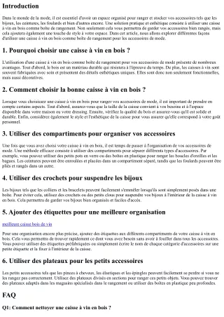 Comment utiliser une caisse à vin en bois comme boîte de rangement pour les acce