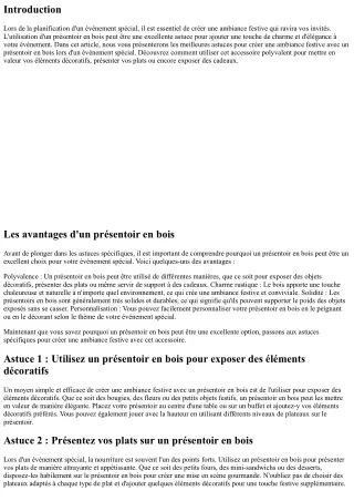 Les astuces pour créer une ambiance festive avec un présentoir en bois lors d'un