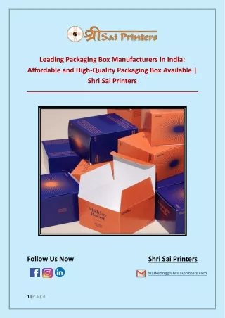 Best Packaging Box Manufacturer in India: Choosing the Right Packaging Option