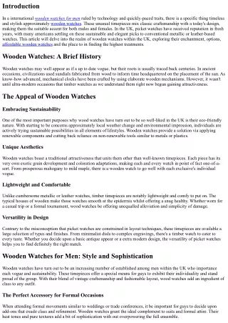 Wooden Watches UK: Where Classic Meets Contemporary