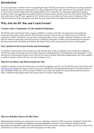 Join the RV Bus and Coach Forum: Engage with Like-minded Enthusiasts