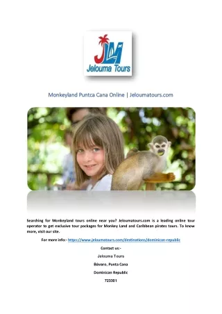 Monkeyland Puntca Cana Online | Jeloumatours.com