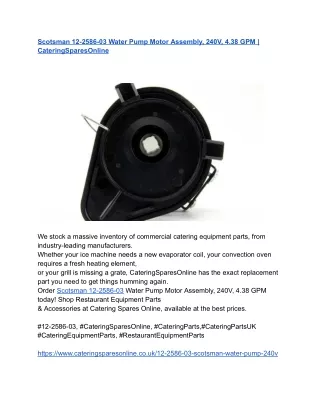 Scotsman 12-2586-03 Water Pump Motor Assembly, 240V, 4
