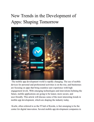 New Trends in the Development of Apps: Shaping Tomorrow