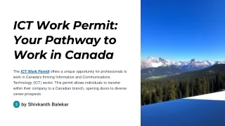 Work in Canada ICT Secure Your Work Permit and Permanent Residency