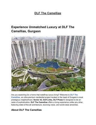 DLF The Camellias Apartments | Penthouses for Sale in DLF Phase 5, Gurgaon