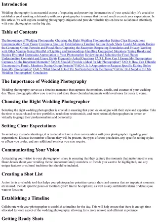 Wedding Photography Etiquette: How to Work with Your Photographer on the Big Day