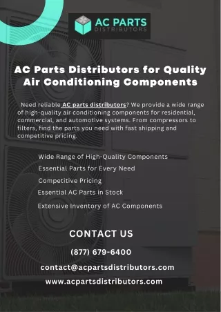 AC Parts Distributors for All Major Air Conditioning Systems