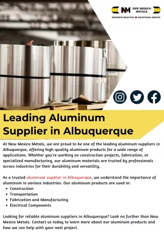 Leading Aluminum Supplier in Albuquerque