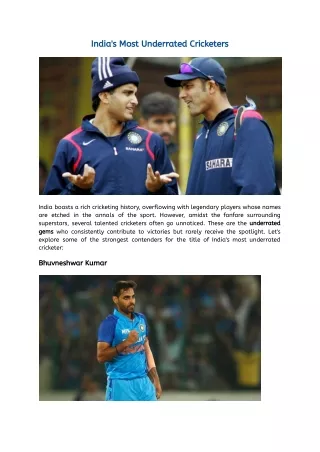 India's Most Underrated Cricketers