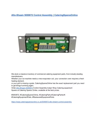 Alto-Shaam 5000872 Control Assembly _ CateringSparesOnline