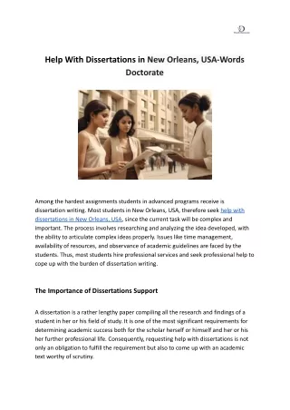Help With Dissertations in New Orleans, USA-Words Doctorate