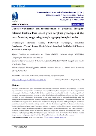 Genetic variability and identification of potential drought-tolerant Burkina