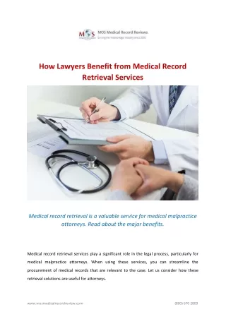 How Lawyers Benefit from Medical Record Retrieval Services