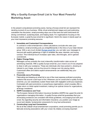 Why a Quality Europe Email List Is Your Most Powerful Marketing Asset