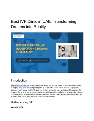Best IVF Clinic in UAE_ Transforming Dreams into Reality