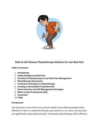 Back to Life Discover Physiotherapy Solutions for Low Back Pain