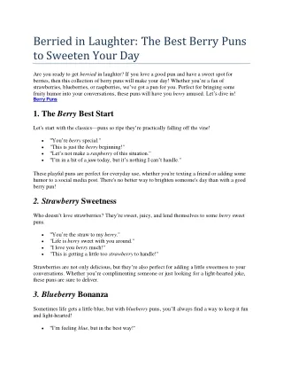 Berried in Laughter: The Best Berry Puns to Sweeten Your Day
