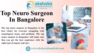 Top Neuro Surgeon In Bangalore